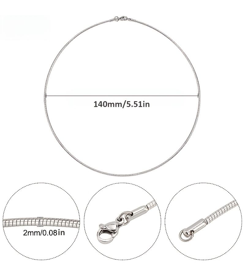 1pc Stainless Steel Snake Chain Round Choker Lobster Clasp - Image 4