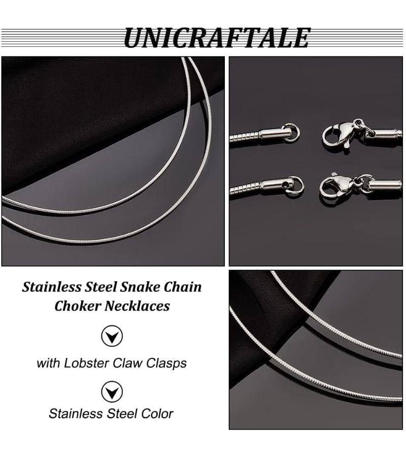 1pc Stainless Steel Snake Chain Round Choker Lobster Clasp - Image 3