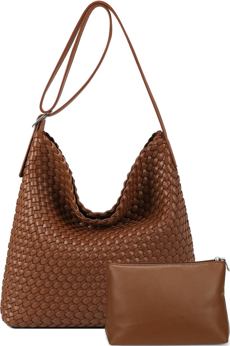 Woven Shoulder Bag for Women Vegan Leather Tote Bag Large Summer Beach Handmade Satchel Travel Handbag