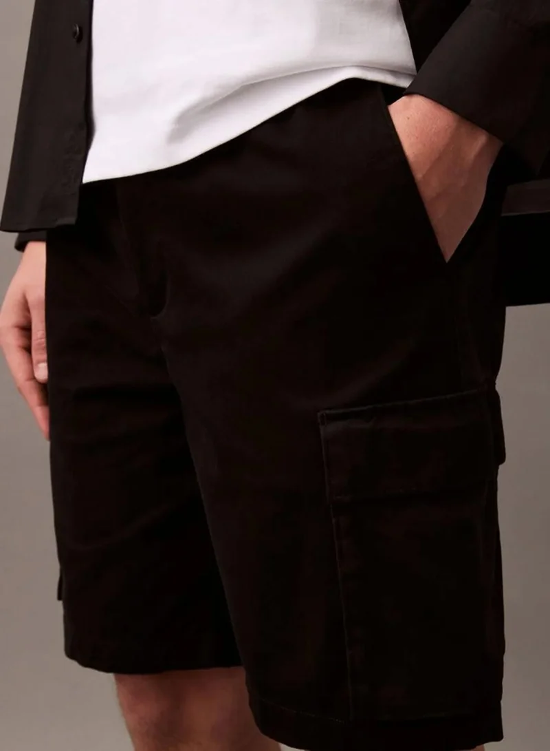 Calvin Klein Black Cotton Twill Cargo Shorts for Men | Best Price UAE