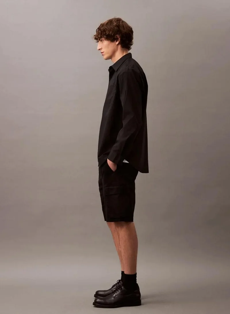 Calvin Klein Black Cotton Twill Cargo Shorts for Men | Best Price UAE