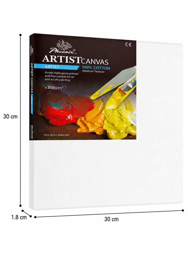 فينيكس كانفاس أبيض مشدود مربع مقاس 30*30 سم قطن طبيعي 350جم - Image 1