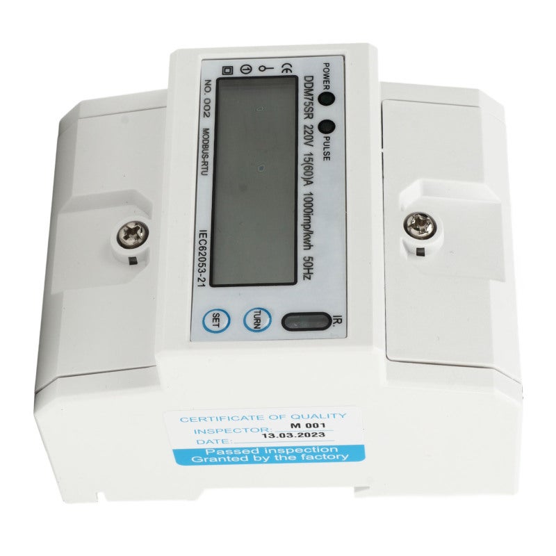 Single Phase Digital Energy Meter: 220V 50Hz 15-60A, Accurate Level 1 Measurement - Adjustable Settings & 20+ Years Data Storage, LCD Display for Indoor Electrical Monitoring - Image 2
