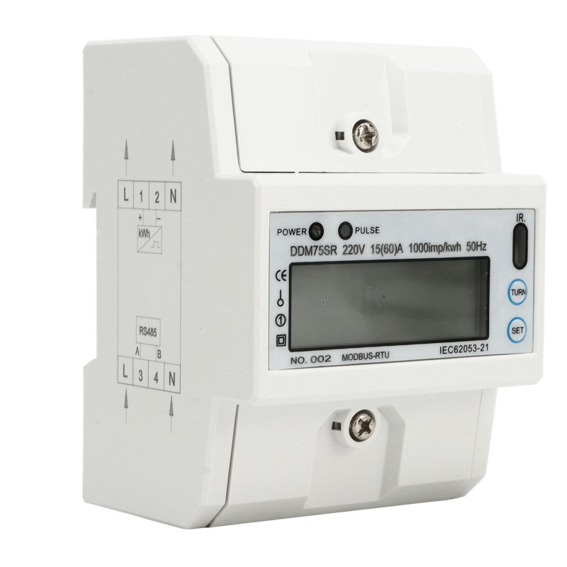 Single Phase Digital Energy Meter: 220V 50Hz 15-60A, Accurate Level 1 Measurement - Adjustable Settings & 20+ Years Data Storage, LCD Display for Indoor Electrical Monitoring - Image 3