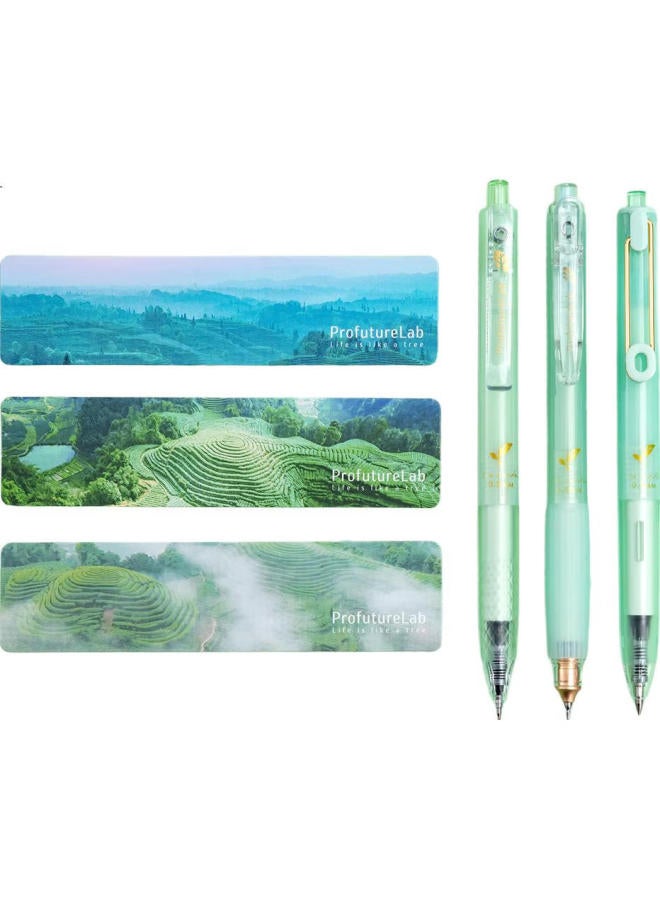Masmarcu Morning Light Masmarcu Chinese Tea Limited Push Neutral Pen Black 0.5Mm Brush Pen High Appearance Value Quick-Drying Smooth Signature Pen With Bookmark Soft Grip Needle Tip Cone 3Pcs Agpk2635 - Image 2