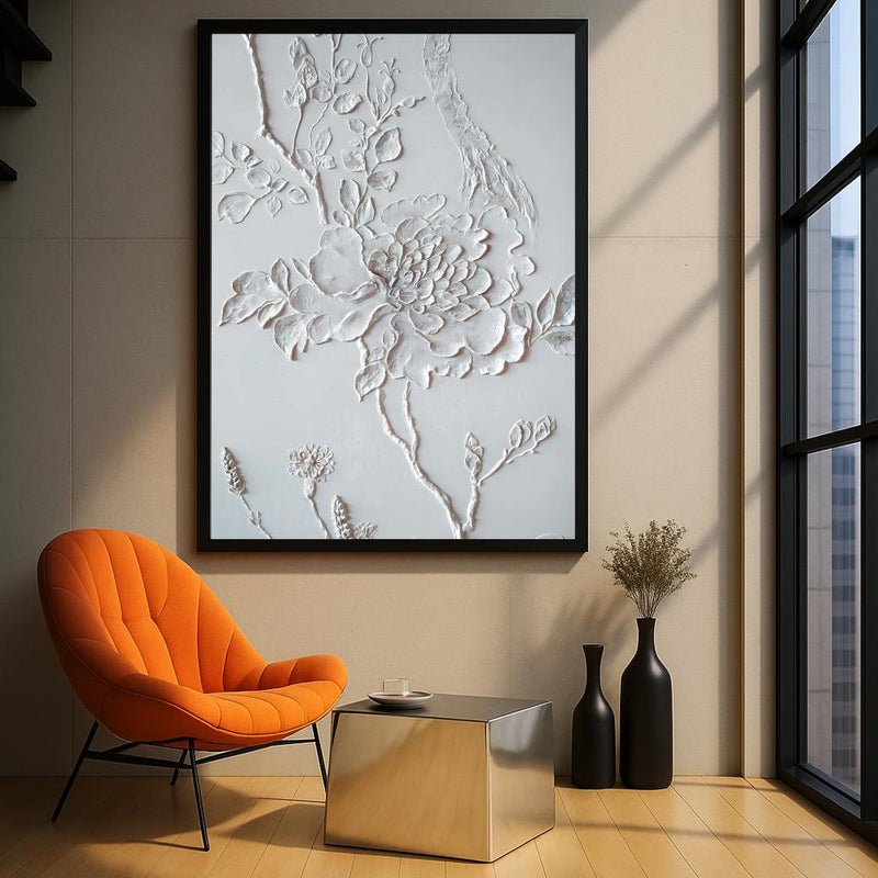 ماركتنا لوحة جداربة قماشية مطبوعة بتصميم اللوحة الجبسية مع برواز مجوف مقاس (40×60) قطعة واحدة - Image 1