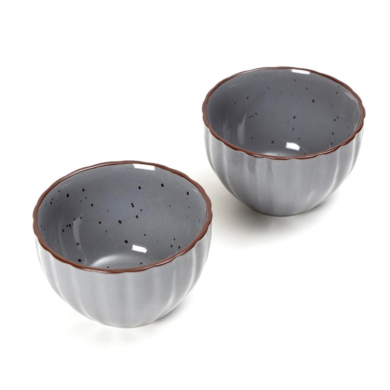 Beyond Homes Ceramic Serving Bowls Set Medium Size Microwave Safe Metallic Finish Serving Bowls for Soup Snacks Cereal Dinnerware Color Metallic Grey Brown - Image 2