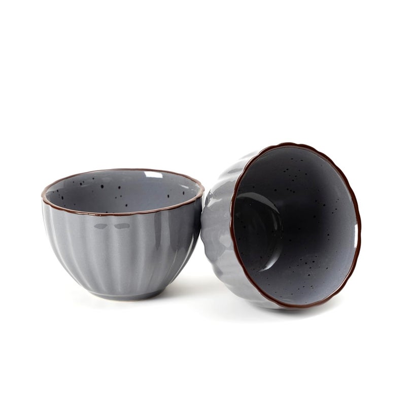 Beyond Homes Ceramic Serving Bowls Set Medium Size Microwave Safe Metallic Finish Serving Bowls for Soup Snacks Cereal Dinnerware Color Metallic Grey Brown - Image 5