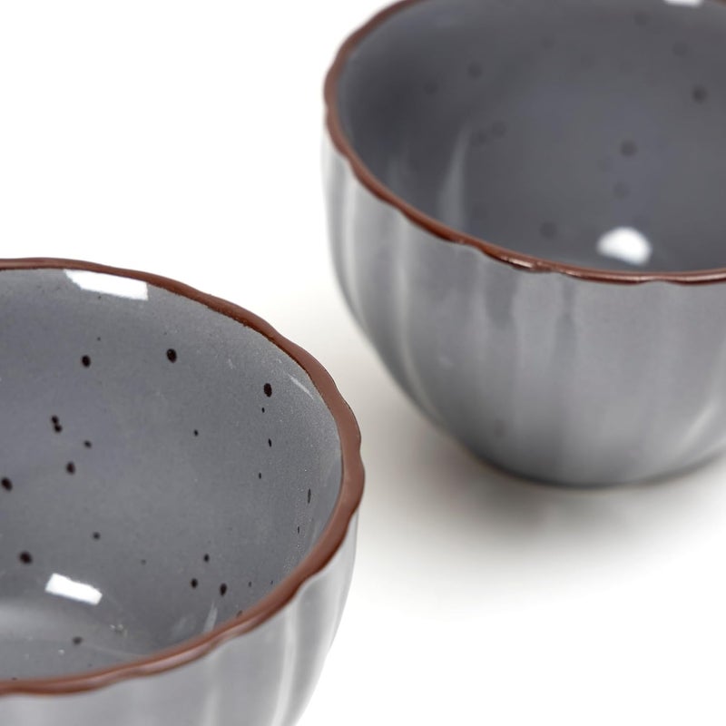 Beyond Homes Ceramic Serving Bowls Set Medium Size Microwave Safe Metallic Finish Serving Bowls for Soup Snacks Cereal Dinnerware Color Metallic Grey Brown - Image 3