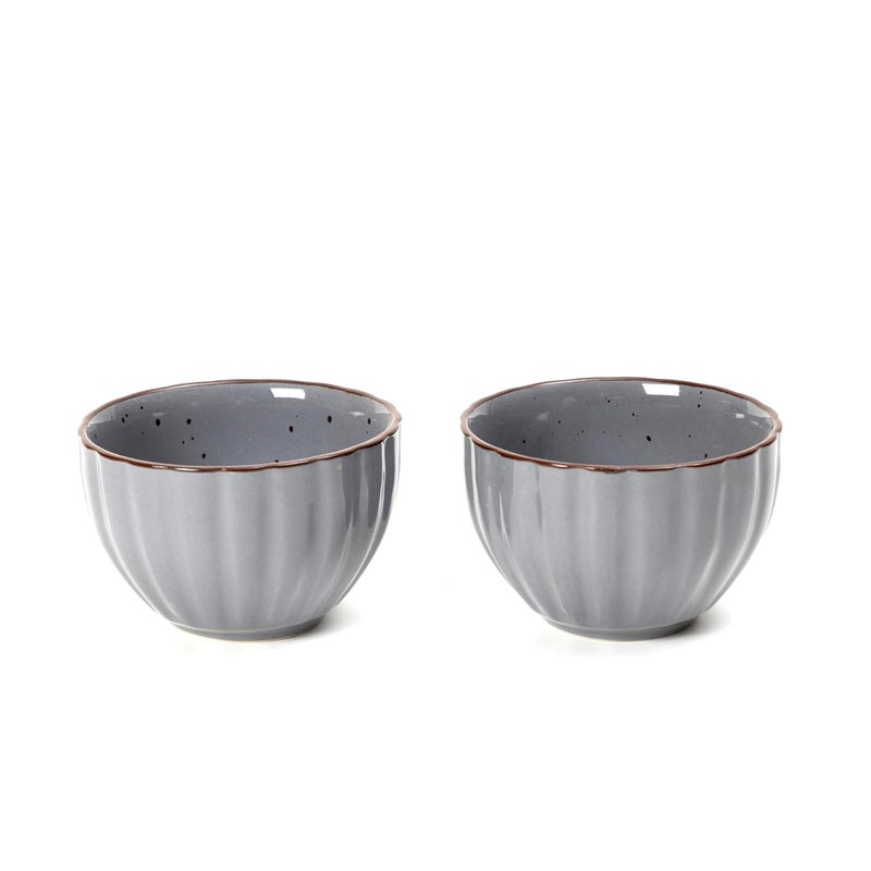 Beyond Homes Ceramic Serving Bowls Set Medium Size Microwave Safe Metallic Finish Serving Bowls for Soup Snacks Cereal Dinnerware Color Metallic Grey Brown - Image 1