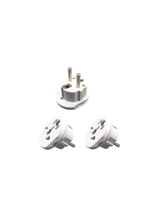 Power adapter with 2-pin socket for travel, white color - 3 pieces