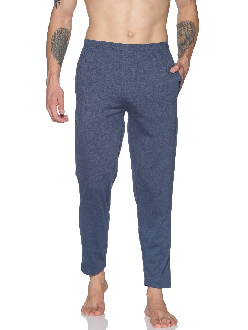 Dollar Mens Cotton Track Mid Rise Regular Pants (Pack of 1) Blue Melange, Medium - Image 1