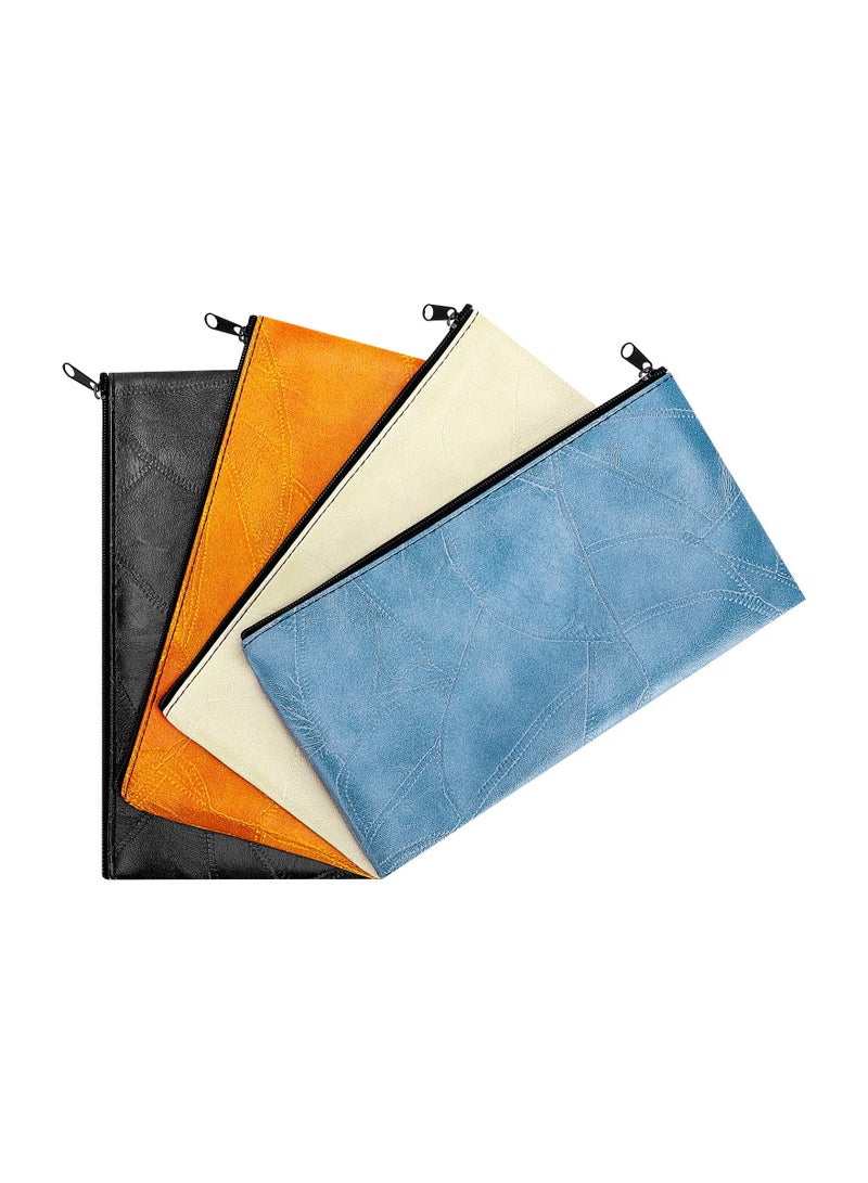 4-Pack Zippered PU Leatherette Security Wallet Pouches for Cash, Coins, Cosmetics, and Small Tools - Decorative Pattern 01, Ideal for Money Storage and Organization.  - Image 5