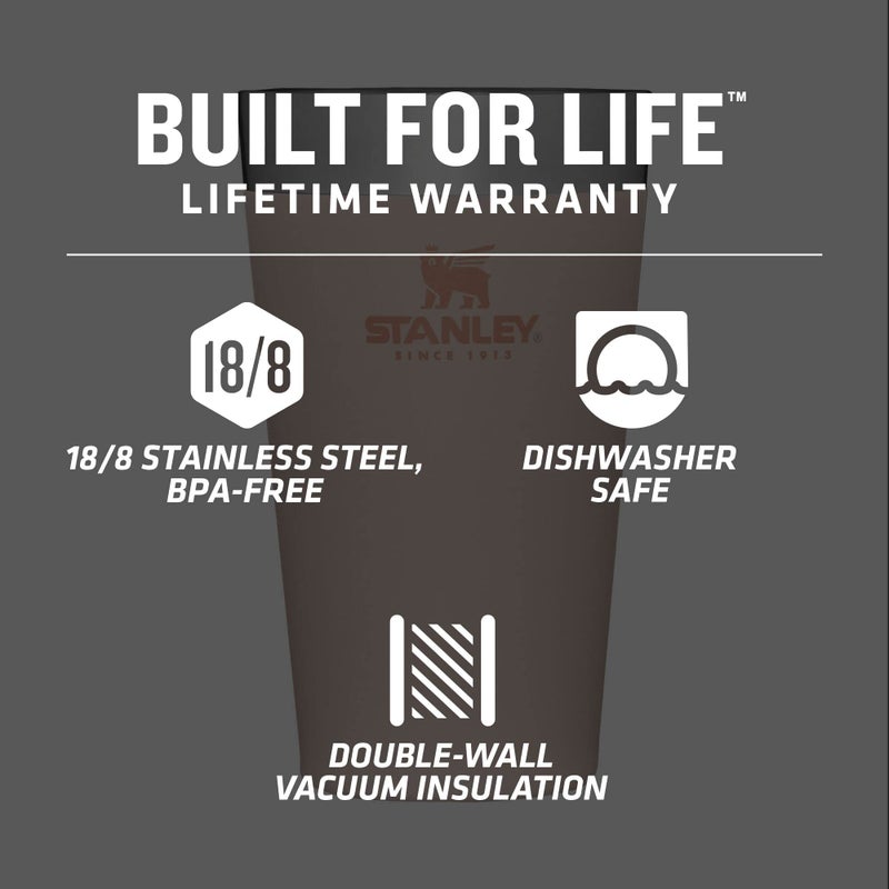 STANLEY Adventure Inulsated Stacking Beer Pint Glass, 16oz Stainless Steel Double Wall Rugged Metal Drinking Tumbler (Limestone)