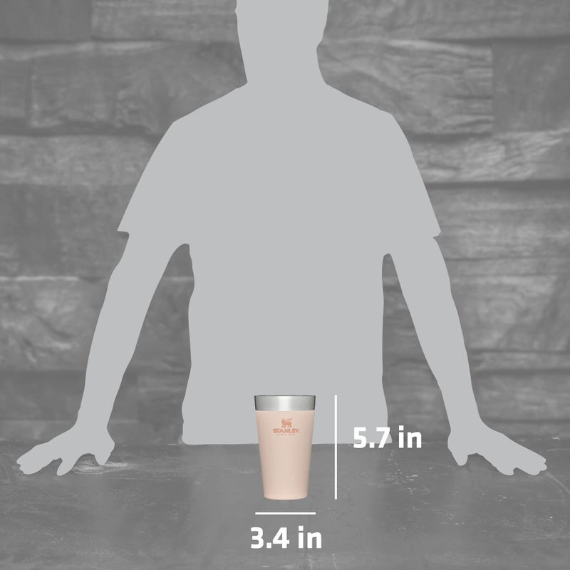 STANLEY Adventure Inulsated Stacking Beer Pint Glass, 16oz Stainless Steel Double Wall Rugged Metal Drinking Tumbler (Limestone)