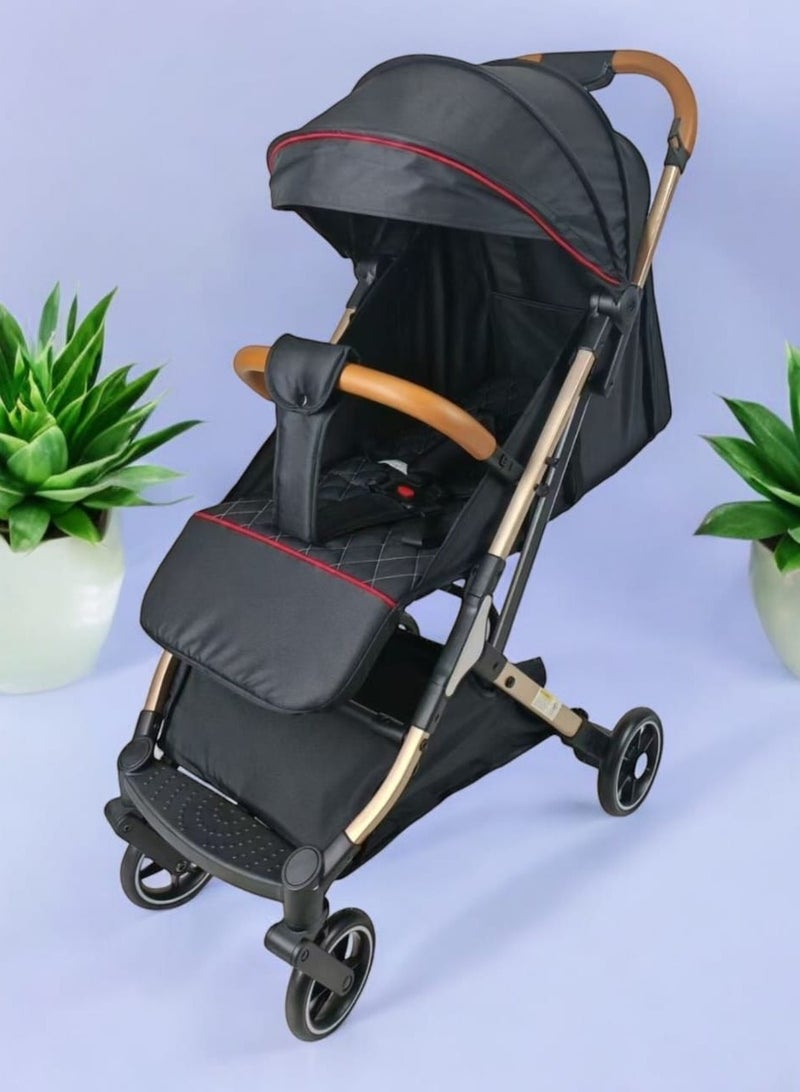 BABYCARA Ultra Lightweight Baby Stroller Gold Frame Compact Folding for Travel Cabin - Image 1