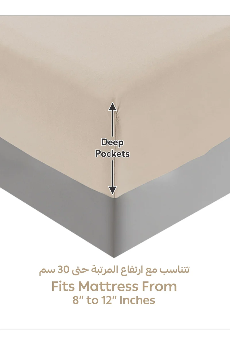 Donetella Bedding Fitted Sheet - Fits 120x200 Cm For Single Bed - 2 Pcs (1 Fitted Sheet and 2 Pillowcases) - 35 Cm Deep Pocket - Solid Bed Sheet