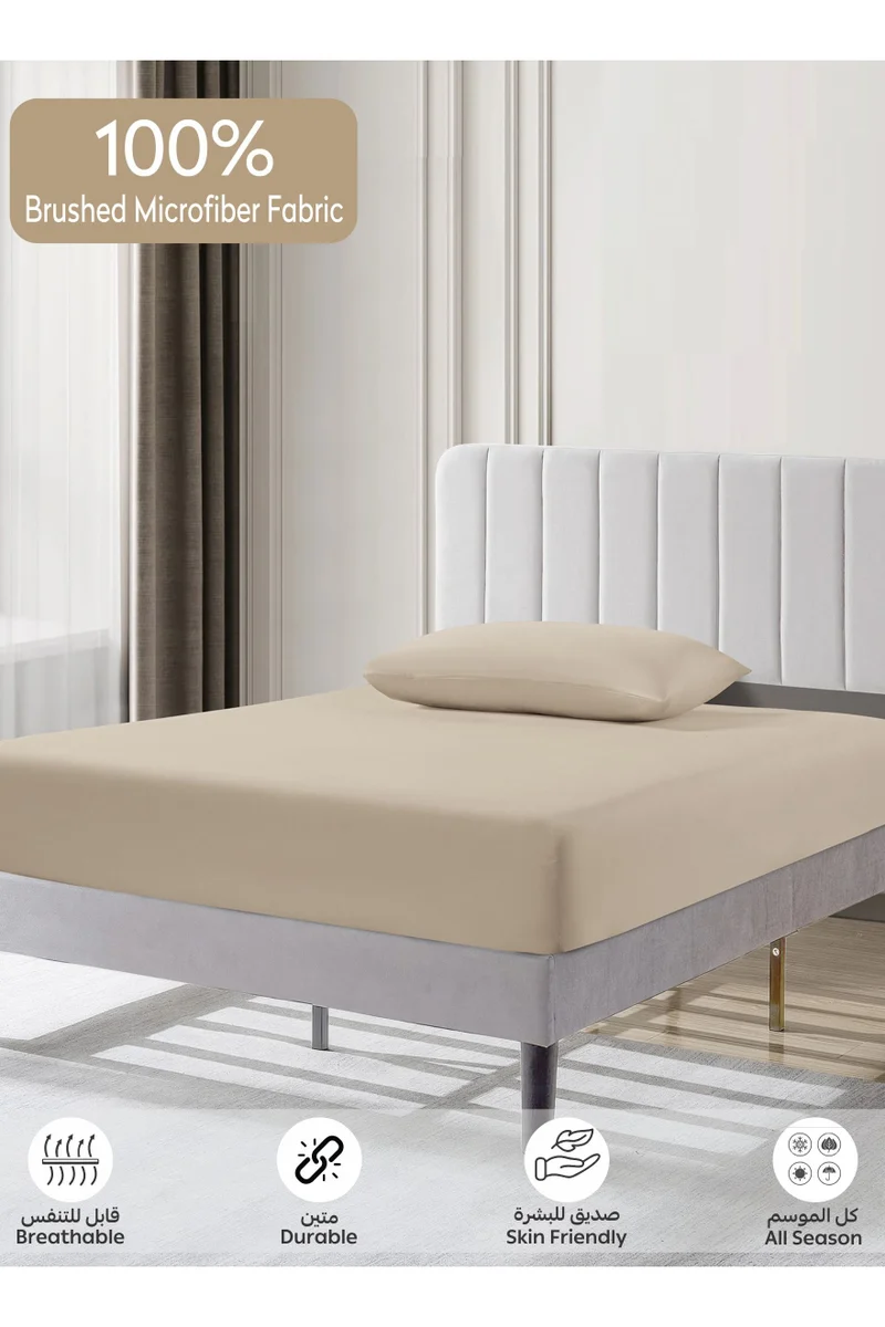 Donetella Bedding Fitted Sheet - Fits 120x200 Cm For Single Bed - 2 Pcs (1 Fitted Sheet and 2 Pillowcases) - 35 Cm Deep Pocket - Solid Bed Sheet