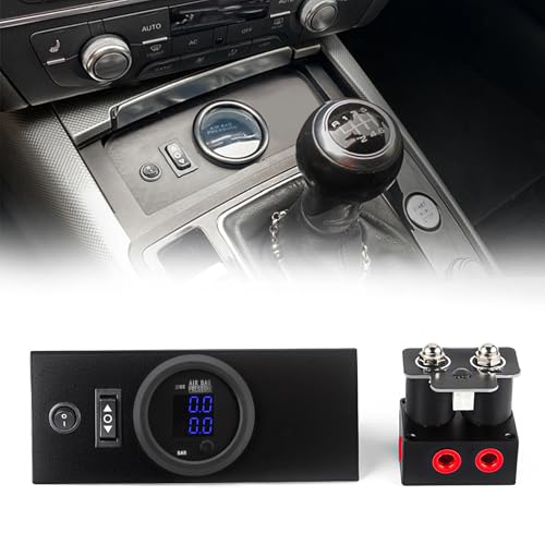 ZHSYMX 12V Solenoid 2Valve Air Ride Suspension manifold valve with Simplify Control Panel Ship Type Switch equipped with dual display air pressure gauge blue - Image 1