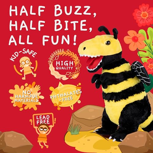 Randimals Plush Toy Stuffed Animal Mix Bee Tyrannosaurus Hybrid Stuffed Animals for Girls Boys Huggable Soft Animal Characters Cute Plushies Unique Toys for Discovery Adventure - Image 2