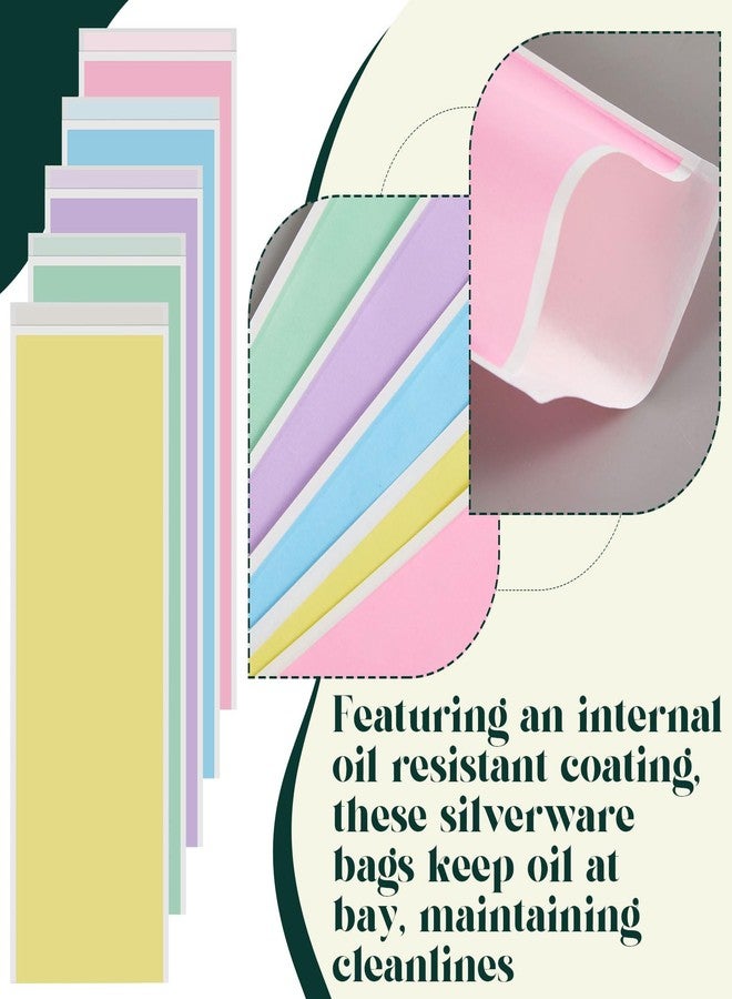 Maitys 500 Pcs Pastel Silverware Bags, 5 Assorted Colors - 10.24"x3.15" Greaseproof Paper Sleeves for Utensils, Churro, Cookie, Party Supplies, Table Setting - Image 4