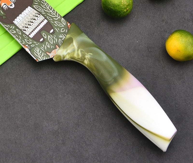 Capmora Premium Stainless Steel Kitchen Knife Set Chefs Knife Butcher Knife Sharp NonStick Soft Handles Cutting Meat Heavy Duty Blade Butcher Meat Knife_L_A Green - Image 4