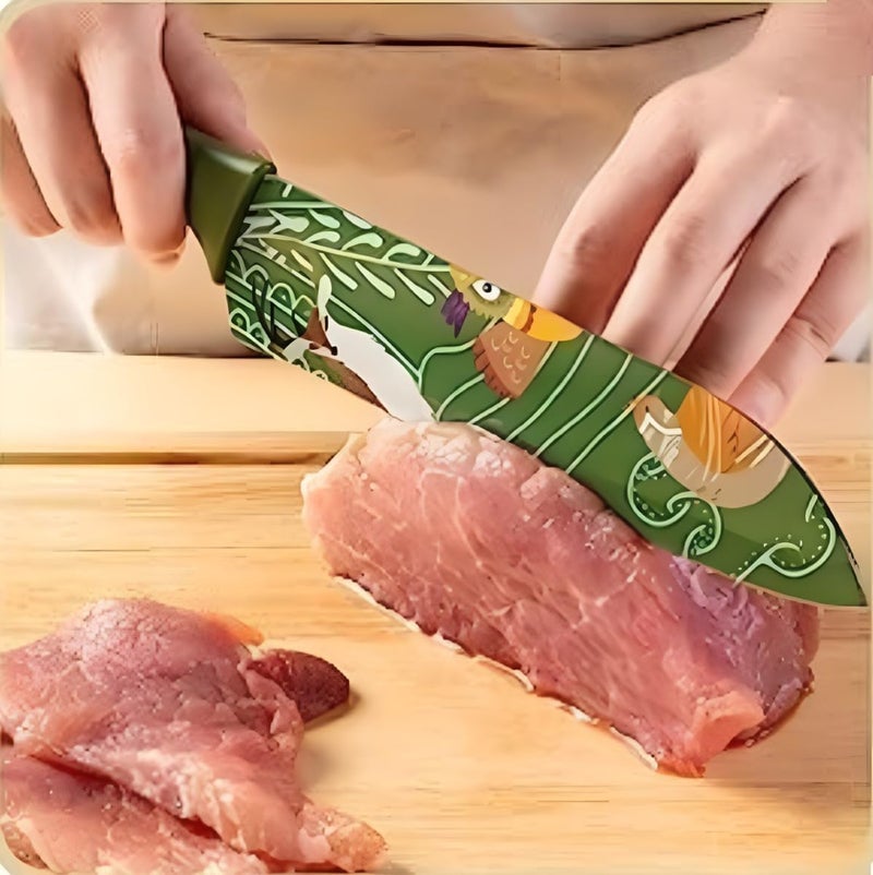 Capmora Premium Stainless Steel Kitchen Knife Set Chefs Knife Butcher Knife Sharp NonStick Soft Handles Cutting Meat Heavy Duty Blade Butcher Meat Knife_L_A Green - Image 2