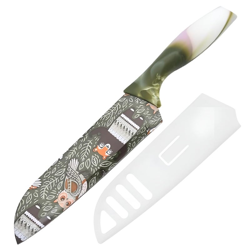 Capmora Premium Stainless Steel Kitchen Knife Set Chefs Knife Butcher Knife Sharp NonStick Soft Handles Cutting Meat Heavy Duty Blade Butcher Meat Knife_L_A Green - Image 3