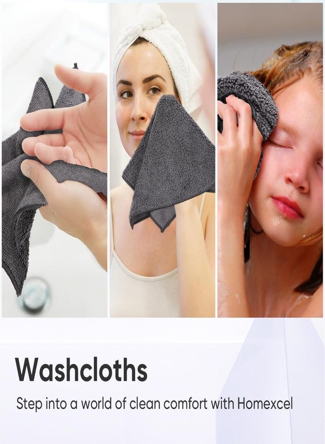 HOMEXCEL Microfiber Washcloths 24 Pack, Highly Absorbent and Soft Face Towel, Multi-Purpose Grey Wash Cloths for Bathroom, Hotel, Spa, Gym, and Kitchen, 12x12 Inch - Image 5