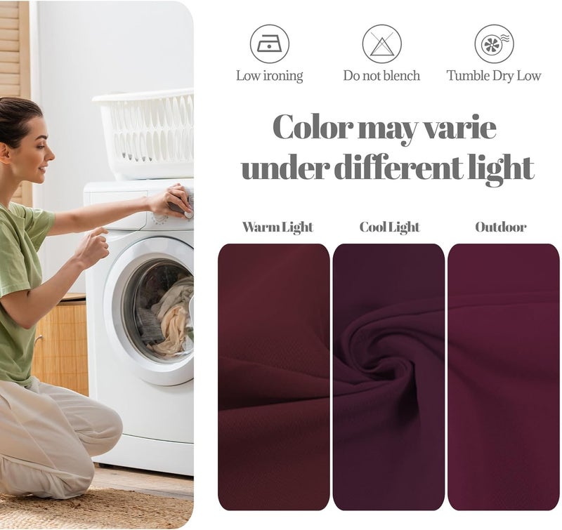 PLOYMONO Burgundy Heavy Duty Cloth Napkins - 17 x 17 Inch Solid Washable Polyester Dinner Napkins - Set of 8 Napkins with Hemmed Edges - Great for Weddings, Parties, Banquets Dinner & More - Image 4