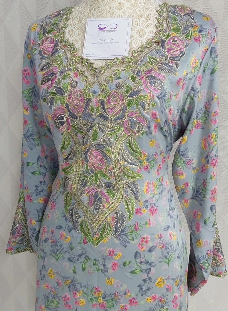 ALREESH ALBANAFSAJI HANDMADE MUKHAWER GULF EMBROIDERY SIZE: L - Image 1