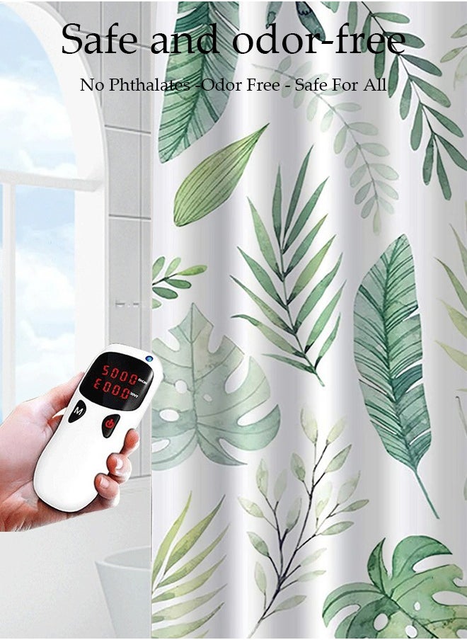 Waterproof Fabric Shower Curtain With 12 Hooks, Bathroom Decor Machine Washable Durable and Quick-Drying, 180*180 cm Green Plants Shower Curtain for Bathroom