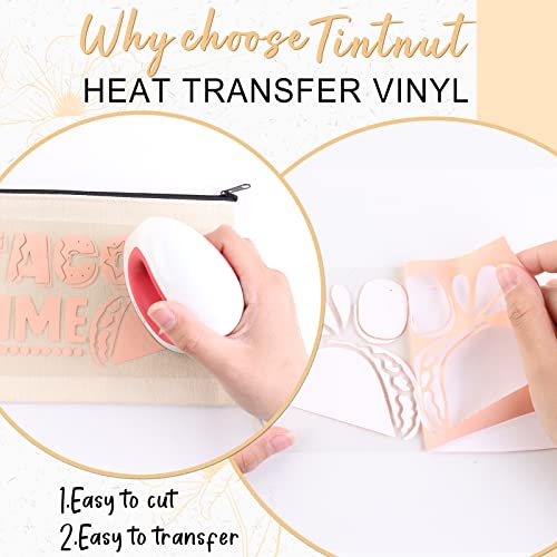 Tintnut Boho Color Heat Transfer Vinyl - 18 Sheets 12 X10 Inche Neutral Tone Brown HTV Vinyl Aqua Iron On Vinyl Beige/Brown/Tan/Light Lilac HTV for T-Shirts Compatible with Silhoutte Cameo - Image 3