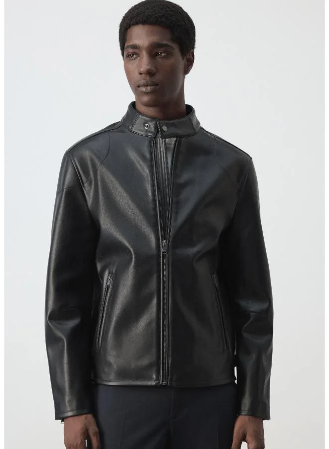 Zip-Up Faux-Leather Jacket