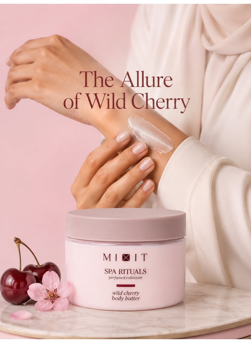 MIXIT Spa Rituals Wild Cherry Nourishing Body Butter, Hydrating Moisturizer with Shea & Macadamia, 250g - Image 3