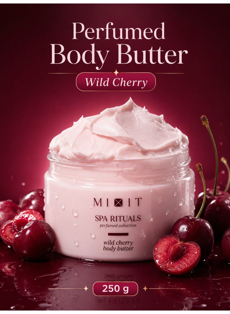 MIXIT Spa Rituals Wild Cherry Nourishing Body Butter, Hydrating Moisturizer with Shea & Macadamia, 250g - Image 2