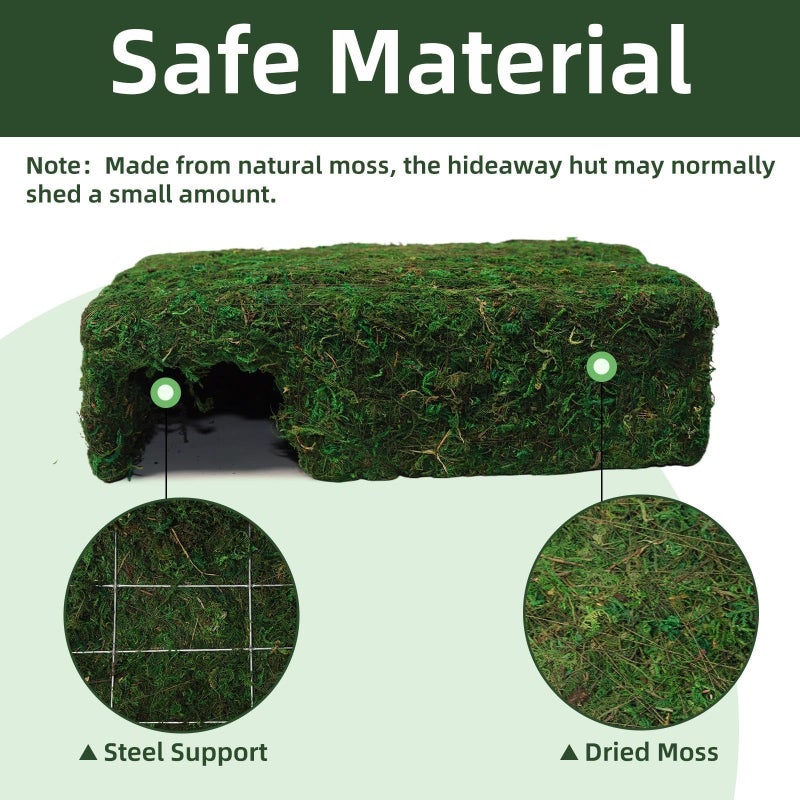 Hollima Mossy Cave Hide for Reptiles, Lizard Moss Hideout with Safe Shelter, Snake Cave Hut for Themed Terrarium Ideal for Gecko Hamster Snake to Rest & Hide - Image 3