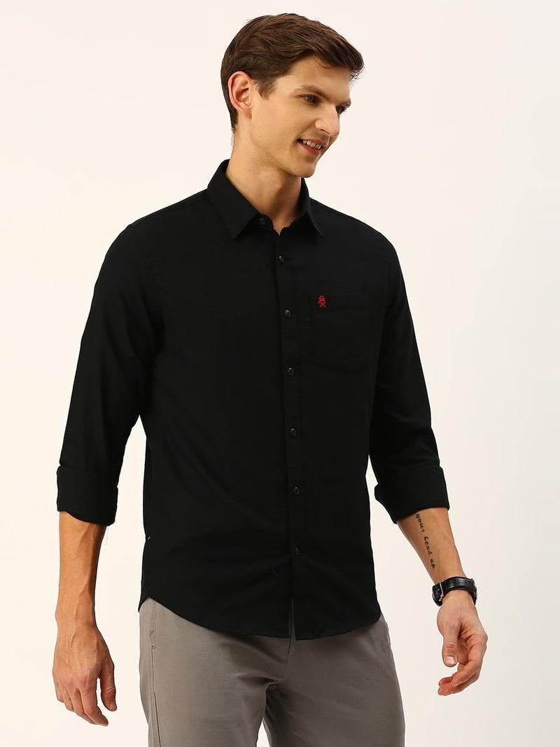 Thomas Scott Men's Classic Slim Fit Flannel Casual Shirt Black - Image 3