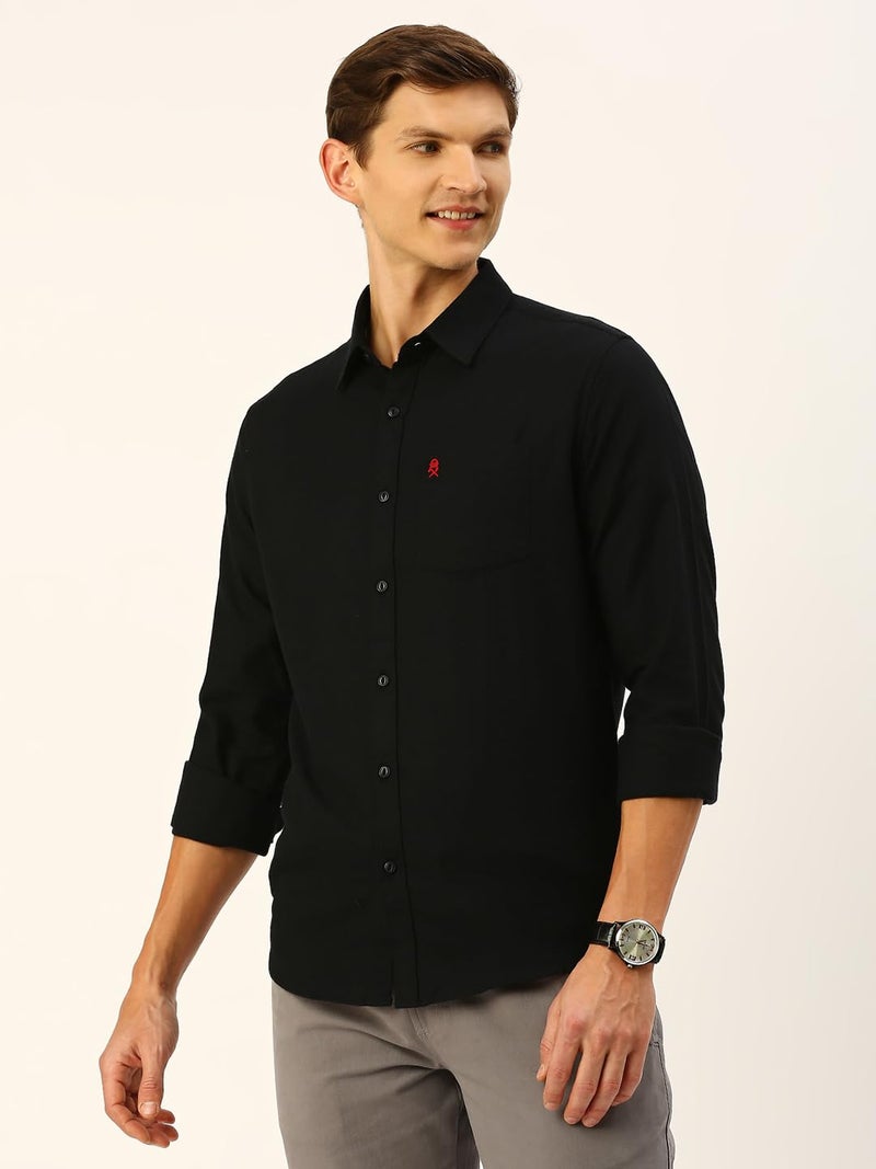 Thomas Scott Men's Classic Slim Fit Flannel Casual Shirt Black - Image 2