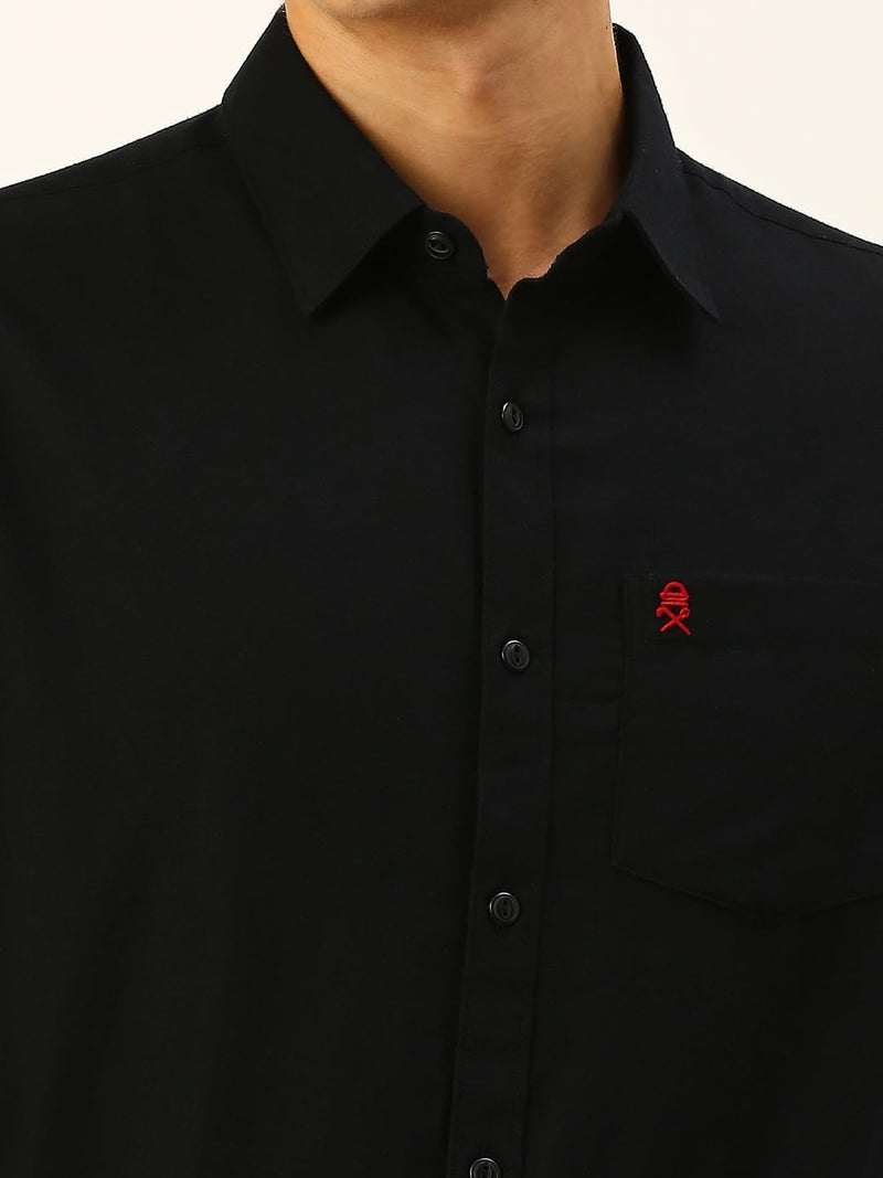 Thomas Scott Men's Classic Slim Fit Flannel Casual Shirt Black - Image 5