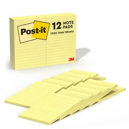 Post It Post-it Notes 4 in x 6 in, 12 Pads, America's #1 Favorite Sticky Notes, Canary Yellow, Clean Removal, Recyclable (660) - Image 1