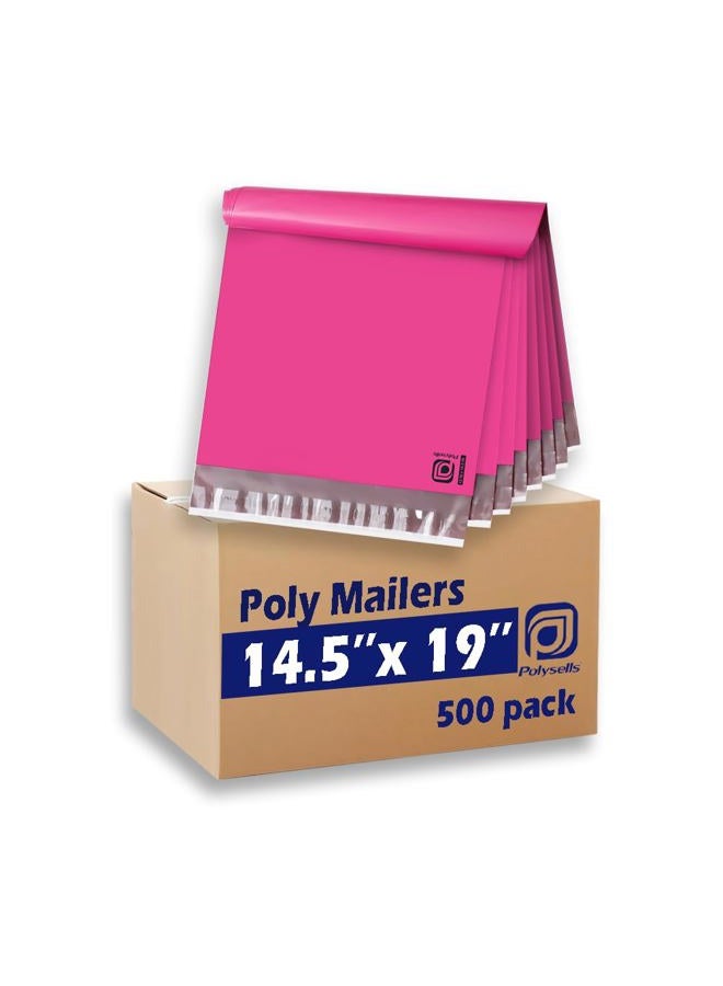 POLYSELLS 500 pcs 14.5x19 Inches Pink Poly Mailers Shipping Envelopes, Strong Adhesive Sealing, Waterproof, and Tear-resistant Postal Mailing Bags for Clothing, Books, and Accessories - Image 1
