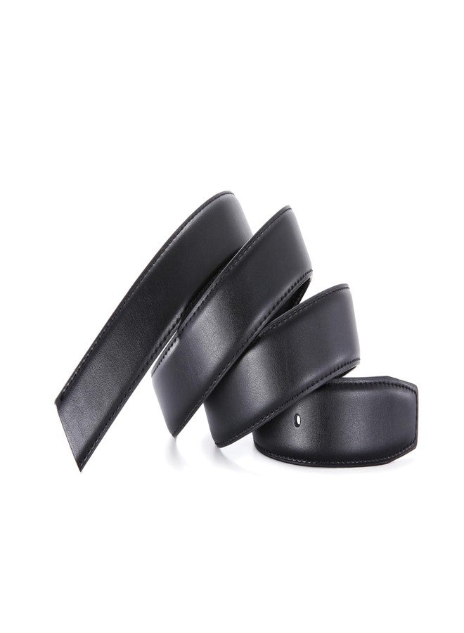 Nelbons Men's Leather Hole Belt Strap Without Buckle, Strap ONLY 2.8/3.0/3.2/3.5/3.8cm（5size） wide,replacement belt (Blacklength 125cm Suitable for 28"-43" Waist, Width3.2CM) - Image 2