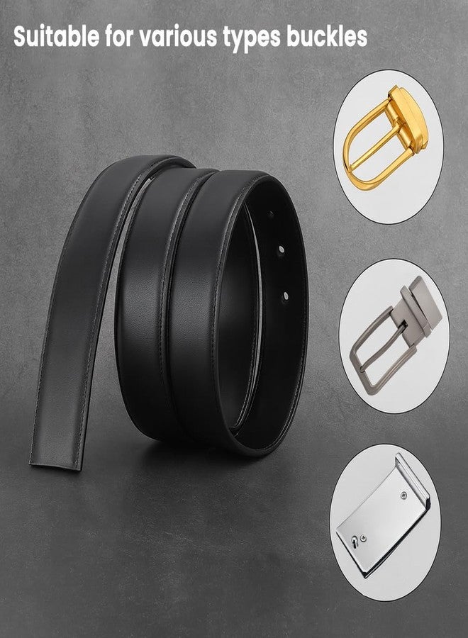 Nelbons Men's Leather Hole Belt Strap Without Buckle, Strap ONLY 2.8/3.0/3.2/3.5/3.8cm（5size） wide,replacement belt (Blacklength 125cm Suitable for 28"-43" Waist, Width3.2CM) - Image 5