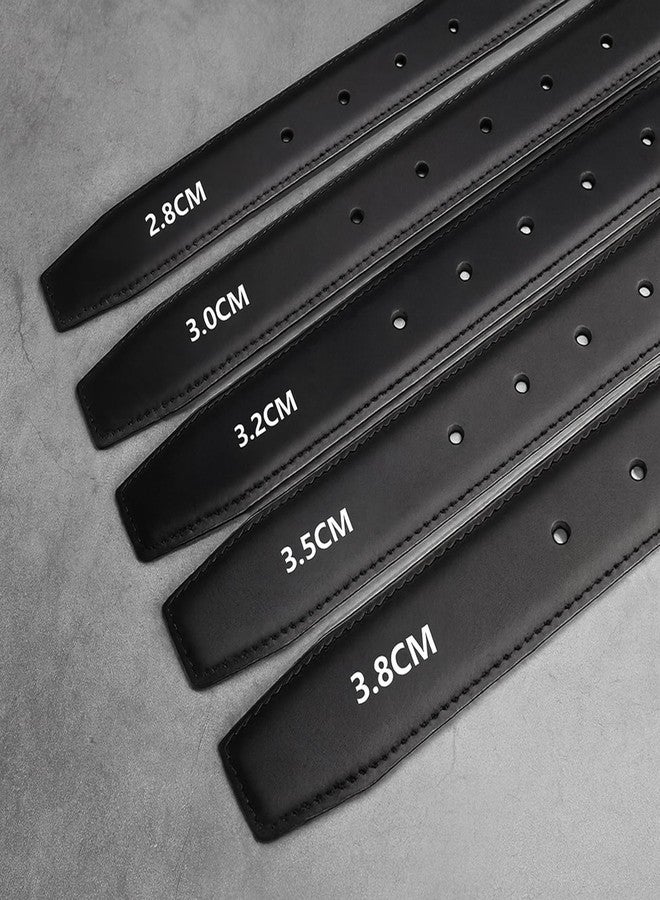 Nelbons Men's Leather Hole Belt Strap Without Buckle, Strap ONLY 2.8/3.0/3.2/3.5/3.8cm（5size） wide,replacement belt (Blacklength 125cm Suitable for 28"-43" Waist, Width3.2CM) - Image 3