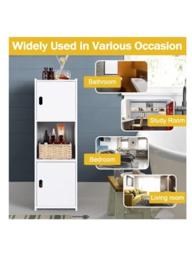Freestanding White Bathroom Organizer with Doors & Shelf – Perfect for Daily Essentials - Image 4