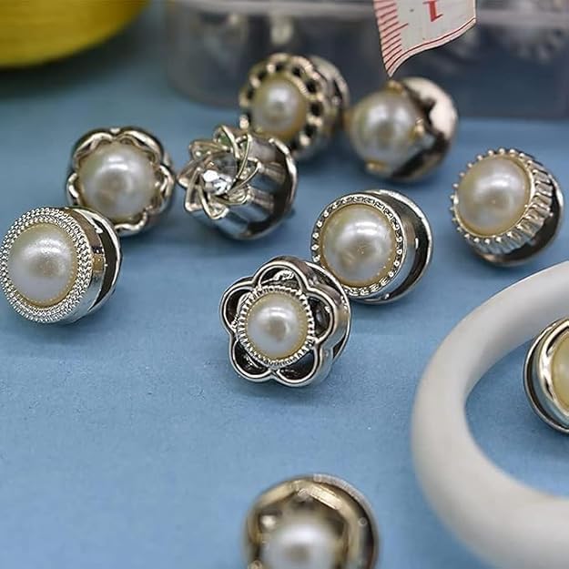 ARLICORPING 30pcs Pearl Brooch Buttons Cover Up Brooch Pins Mini Safety Shirt Buttons for Cardigan Saree Dress Hats, No Sew & Removable - Image 2