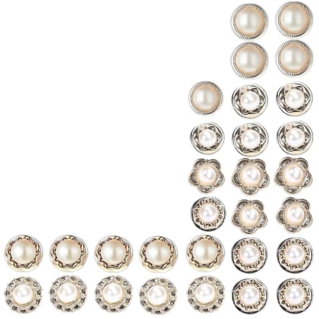 ARLICORPING 30pcs Pearl Brooch Buttons Cover Up Brooch Pins Mini Safety Shirt Buttons for Cardigan Saree Dress Hats, No Sew & Removable - Image 1