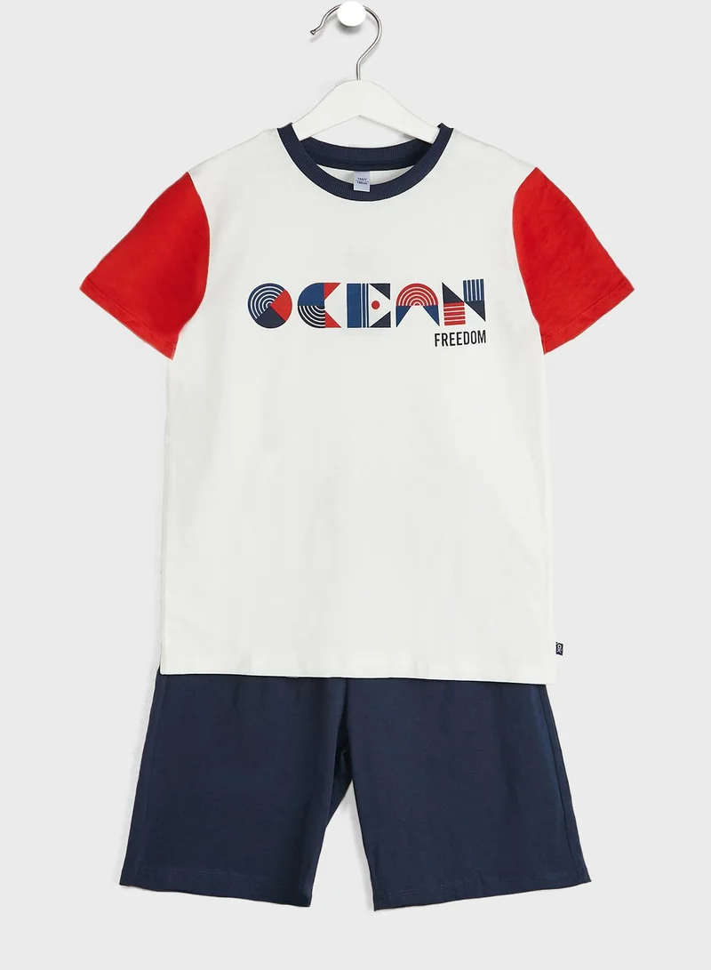 Okaidi Obaibi Youth Slogan Pyjama Set