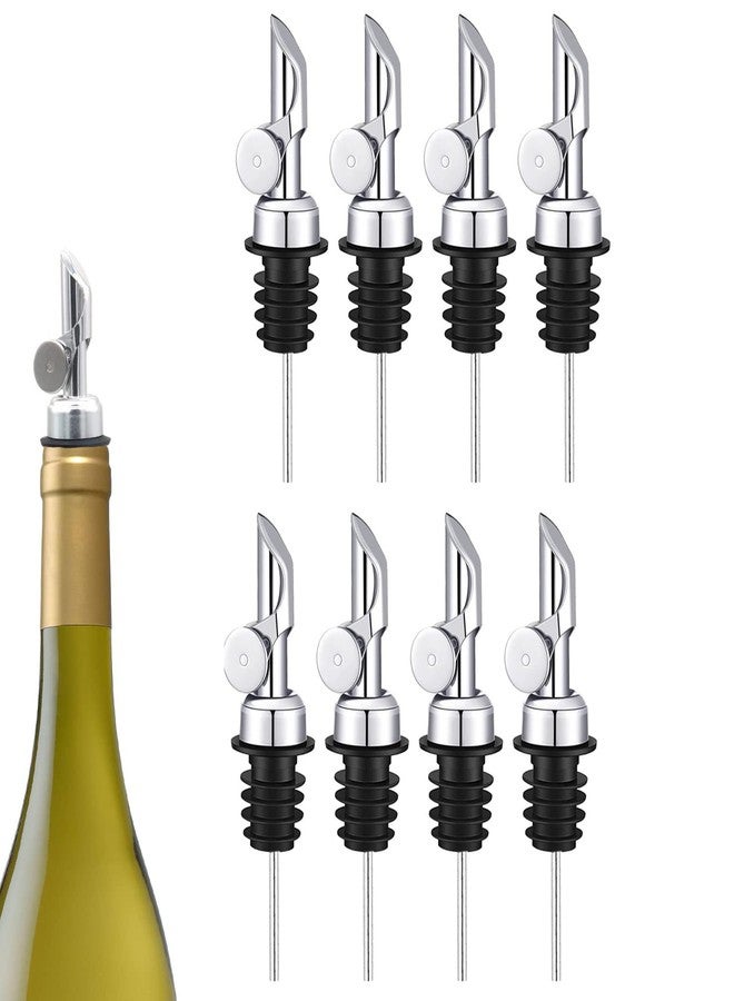 vigor path Weighted Stainless Steel Liquor Bottle Pourers: Auto Flip Spouts for Precise Pouring, Leak-Proof and Dishwasher-Safe (8pcs - Silver) - Image 1